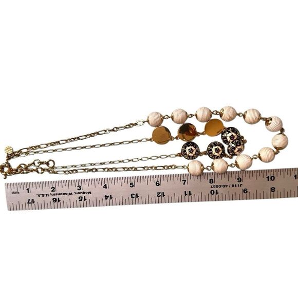 Talbots Double Strand Necklace with Enamel Medallions & Wrapped Beads - Picture 8 of 8